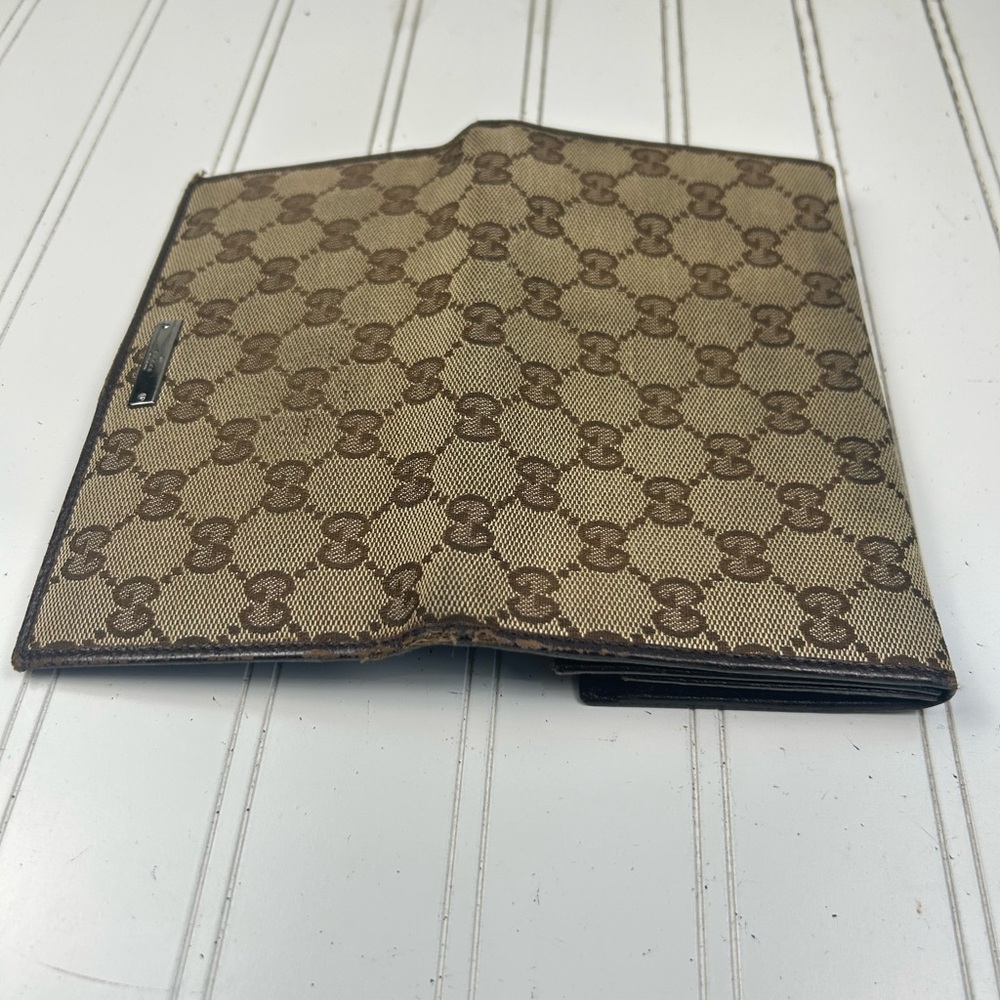 Gucci Vintage GG Supreme Canvas Bifold Wallet with Brown Leather Trim - Picture 5 of 11